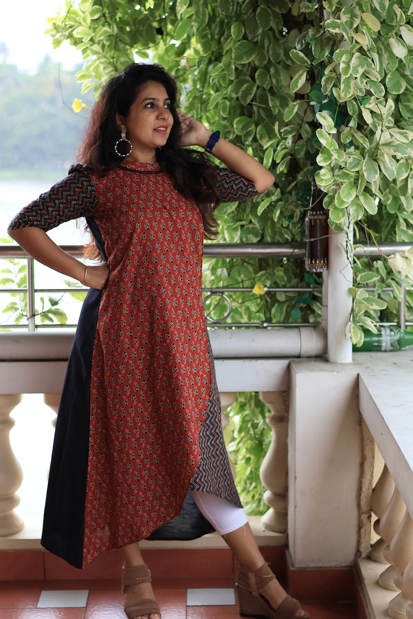 Rust Harmony Asymmetrical Kurti