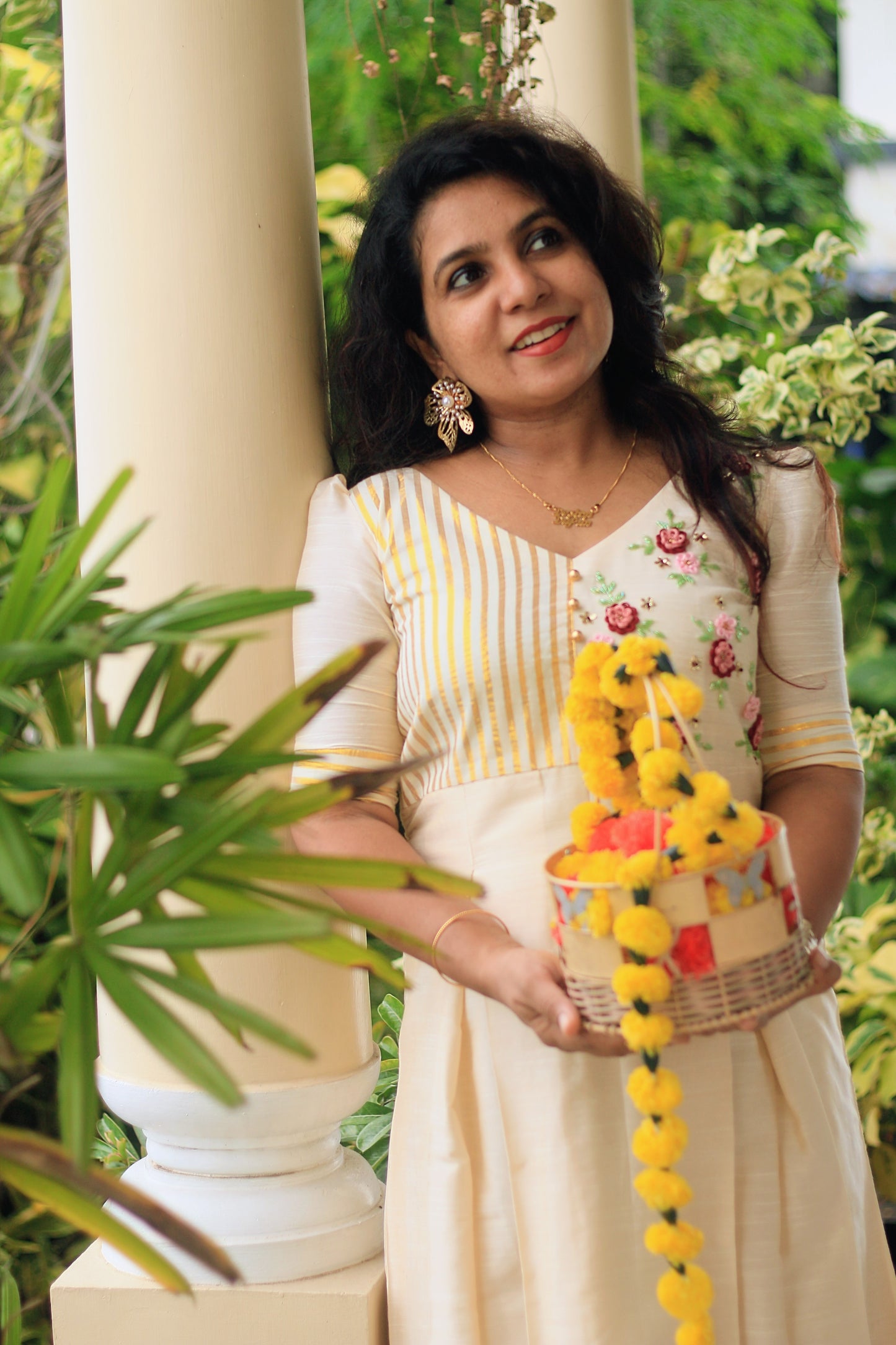 Ivory Blossom Kasavu Anarkali