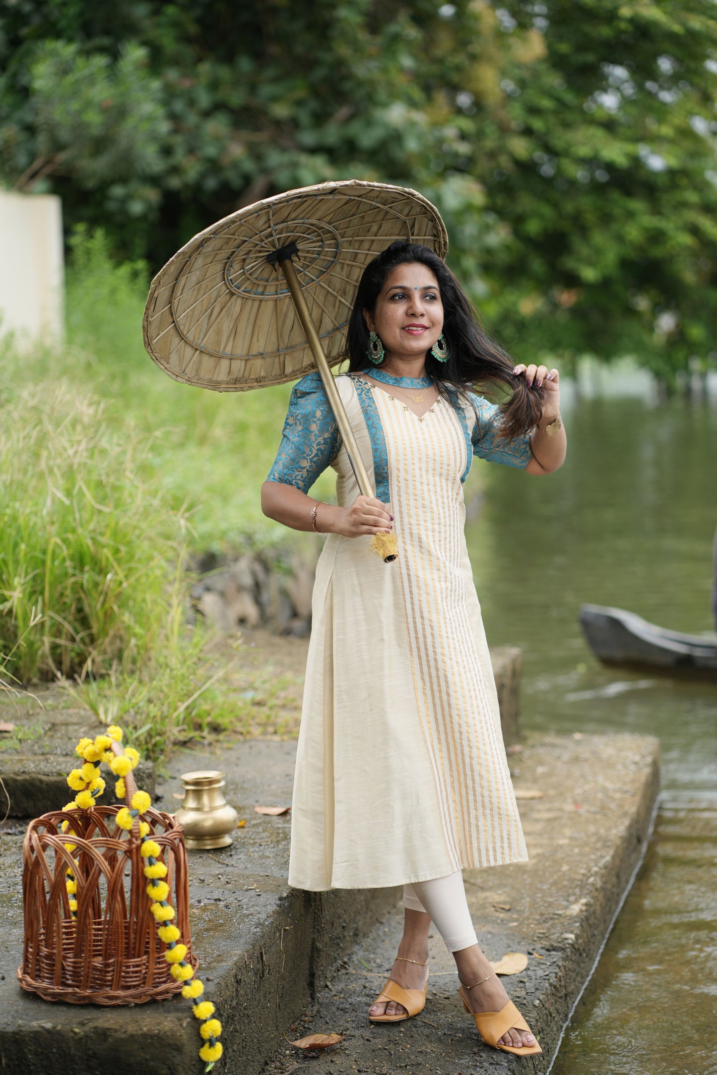 Azure Kasavu Charm Anarkali