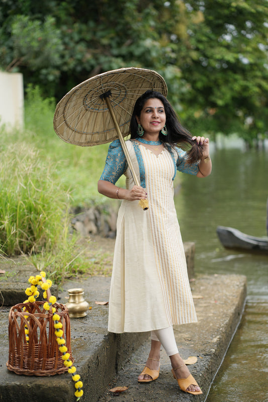 Azure Kasavu Charm Anarkali