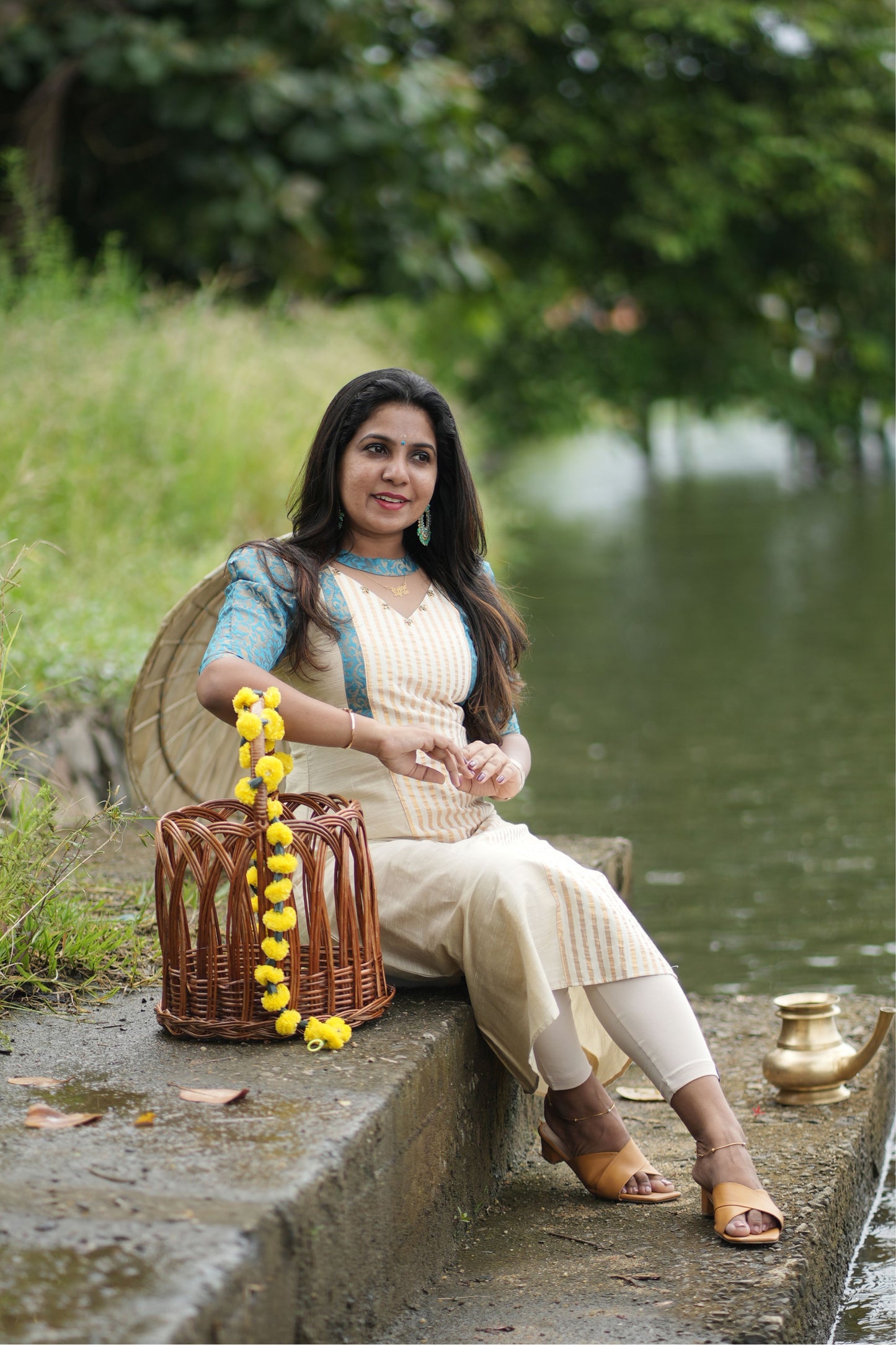 Azure Kasavu Charm Anarkali