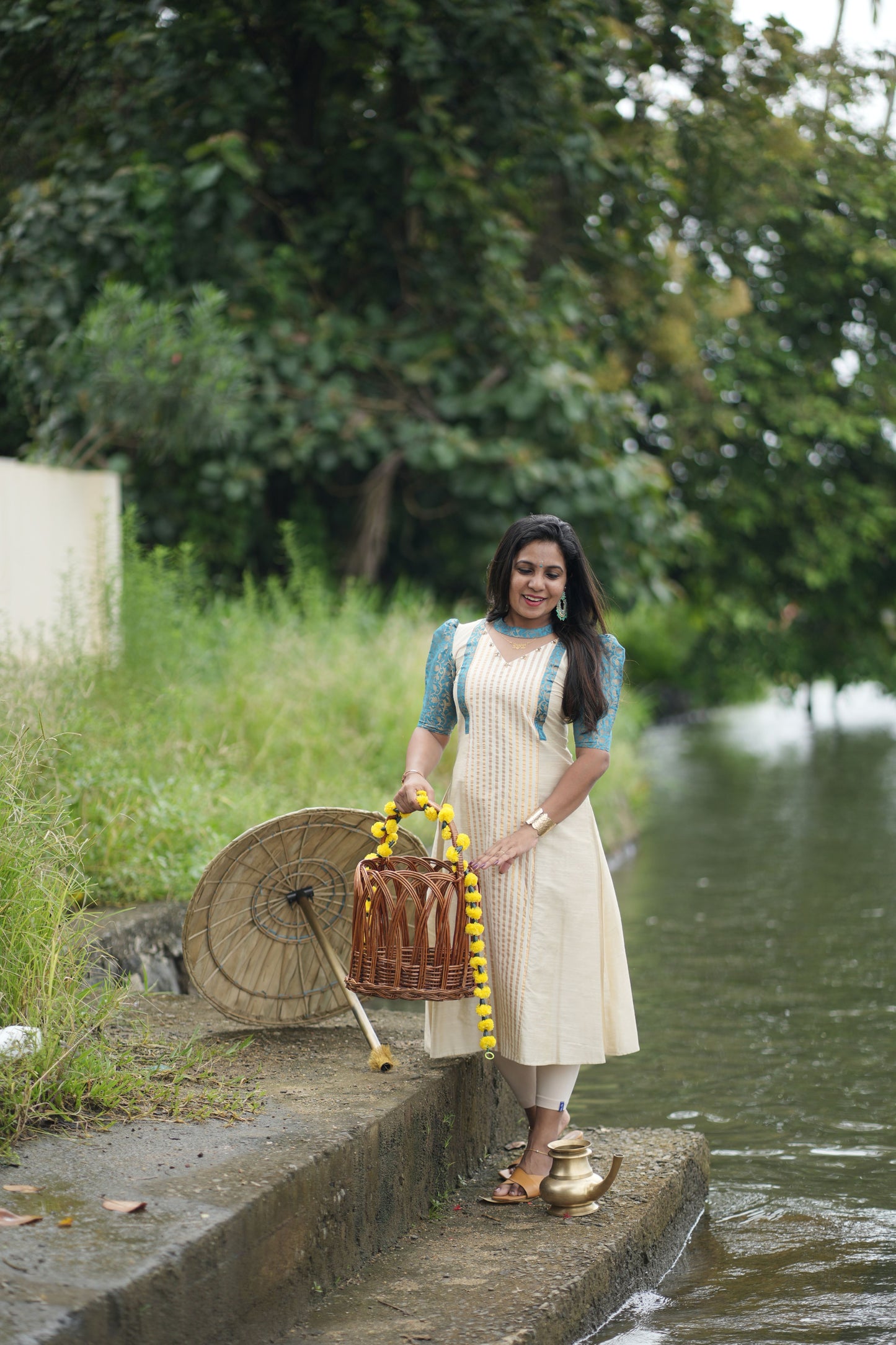 Azure Kasavu Charm Anarkali