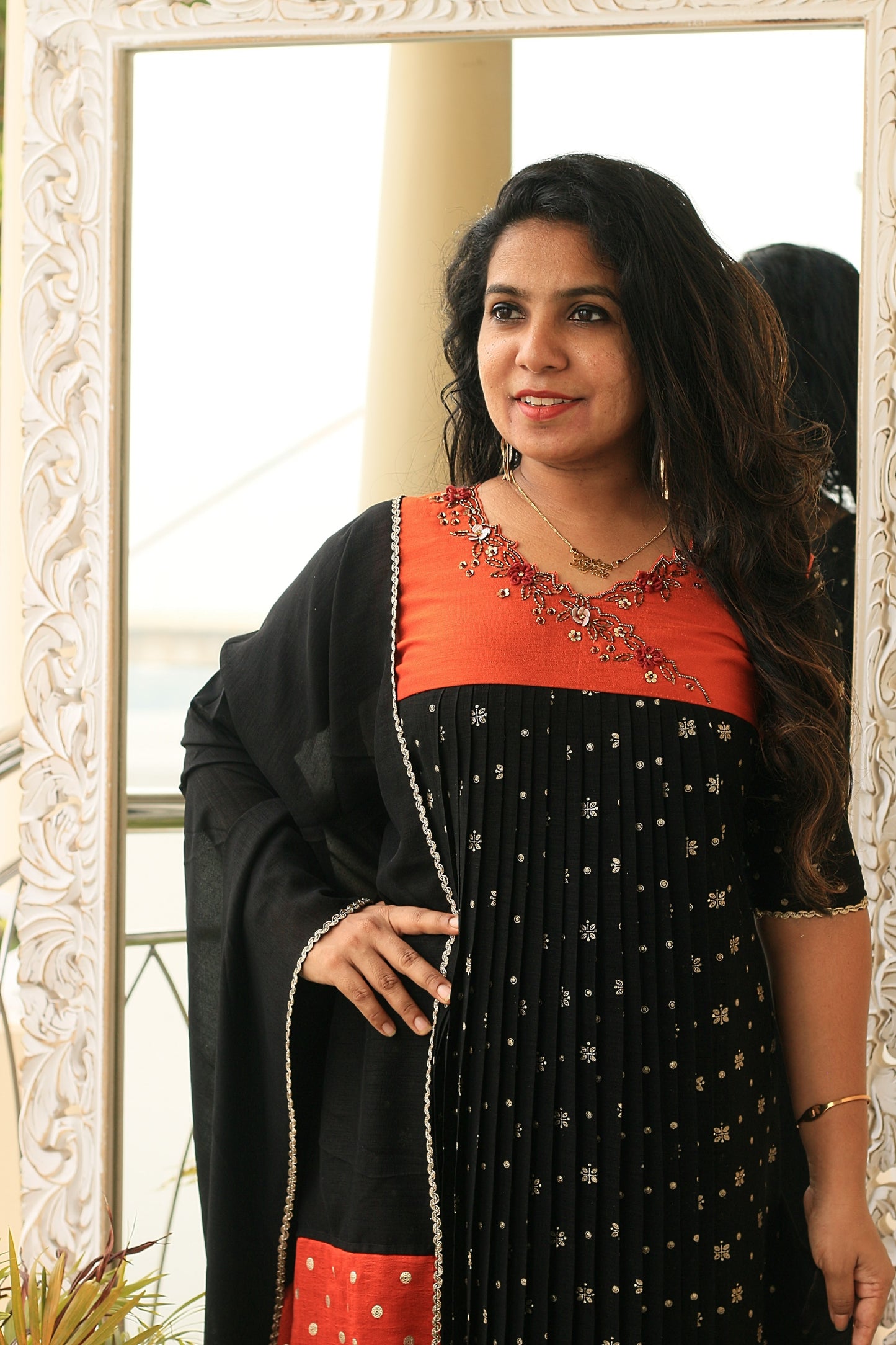 Orange & Black Party Wear Set
