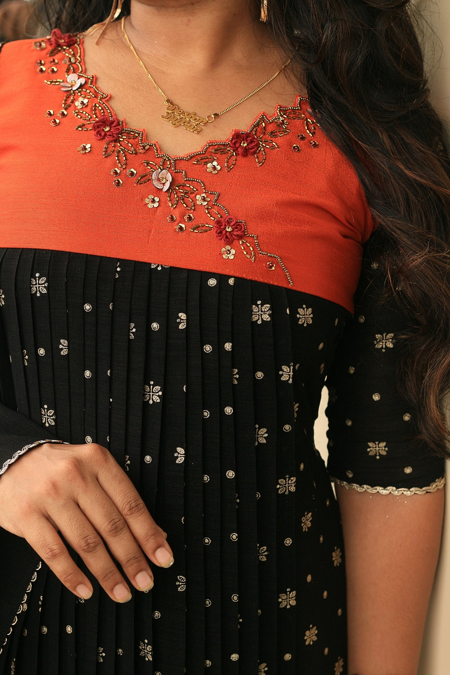 Orange & Black Party Wear Set