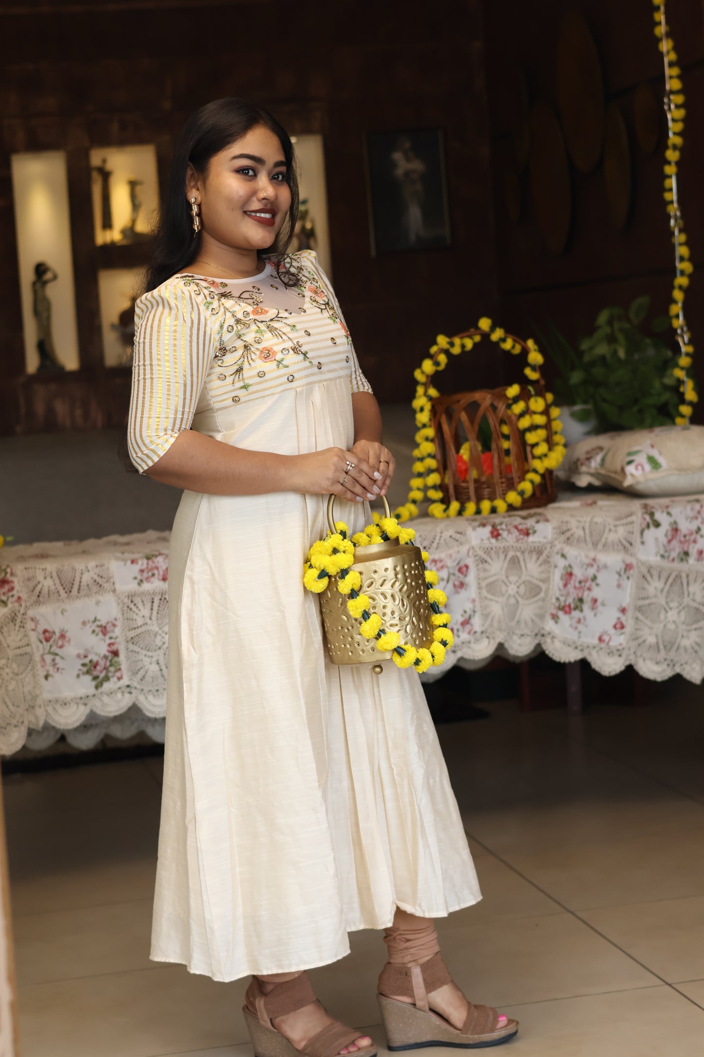 Ivory Petal Elegance Dress