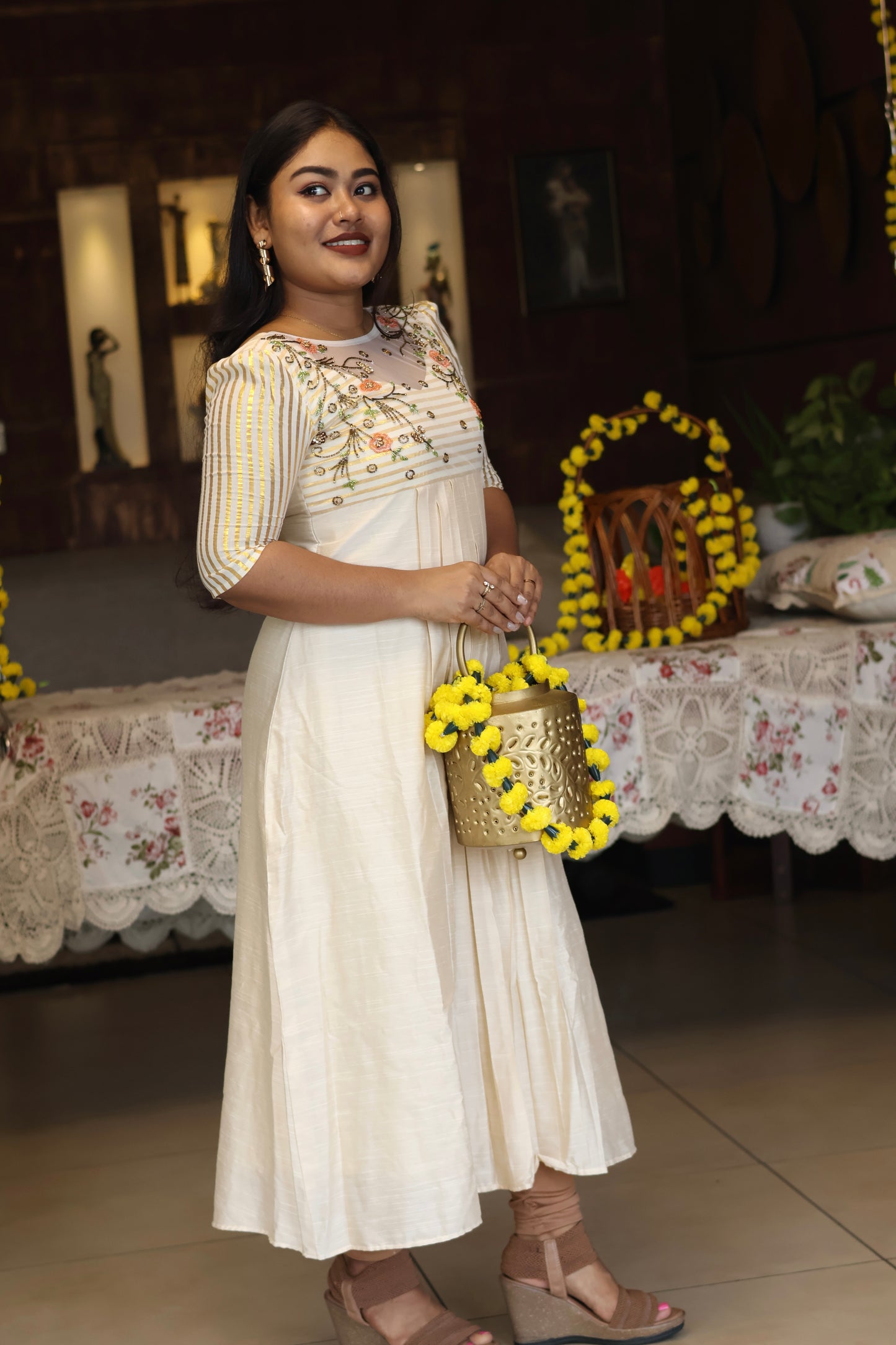 Ivory Petal Elegance Dress