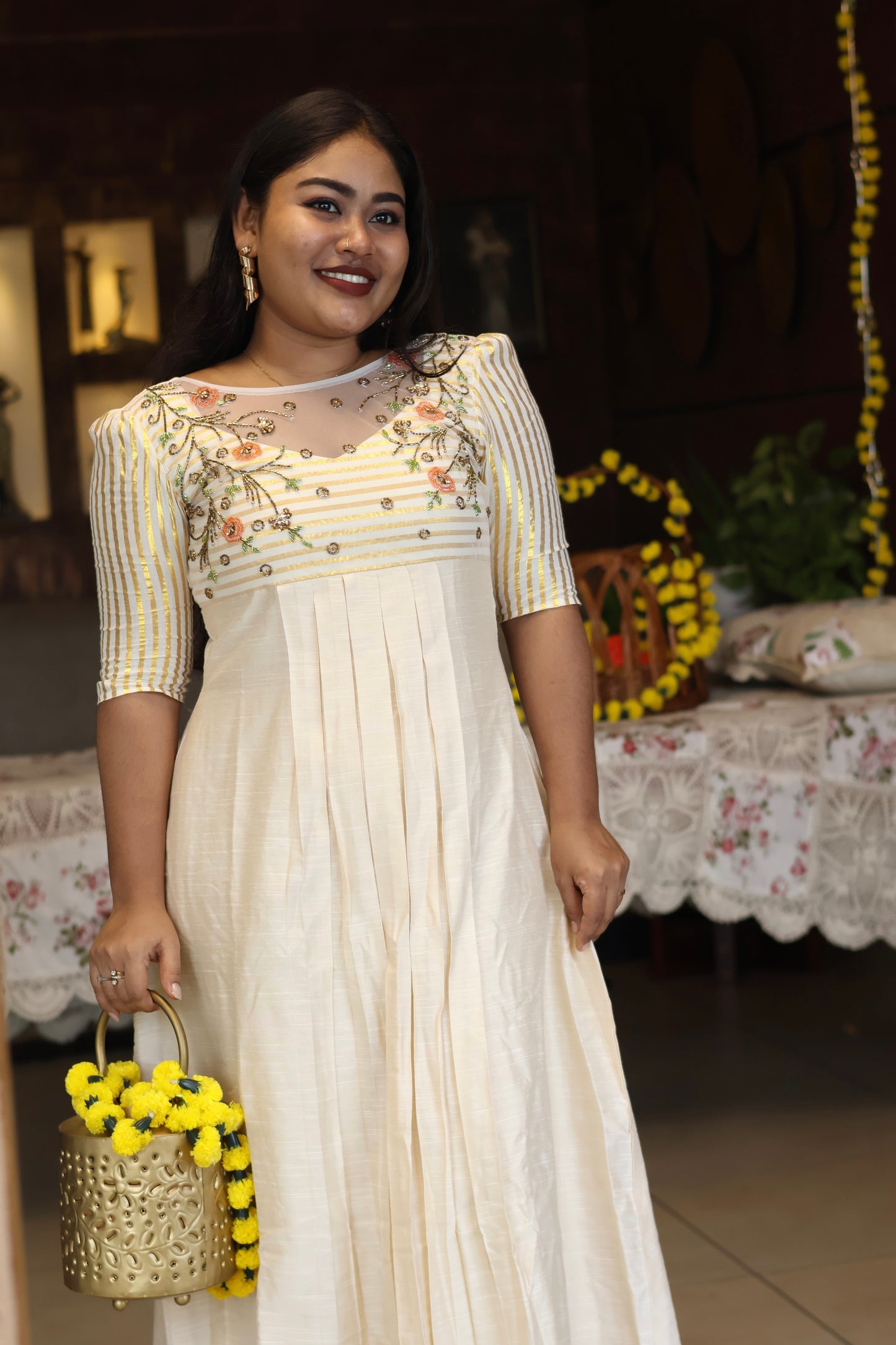 Ivory Petal Elegance Dress