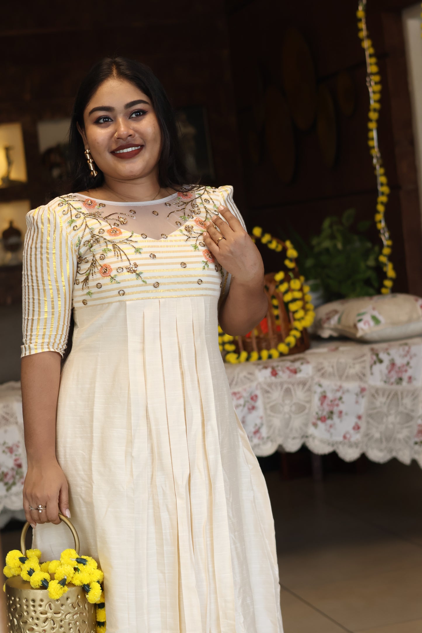 Ivory Petal Elegance Dress