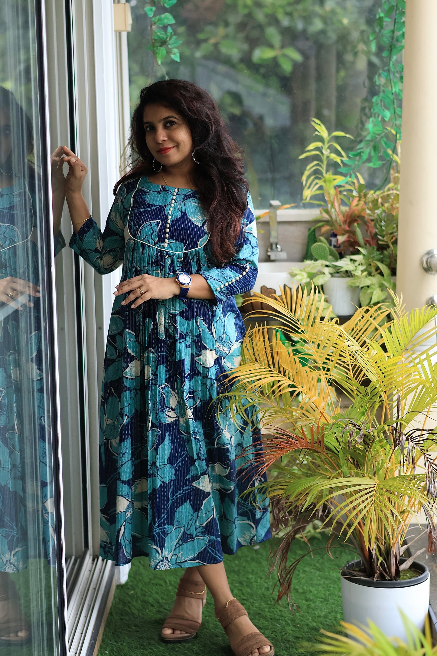 Ocean Bloom Printed Maxi Dress
