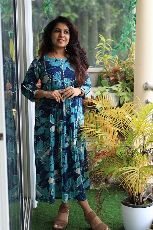 Ocean Bloom Printed Maxi Dress
