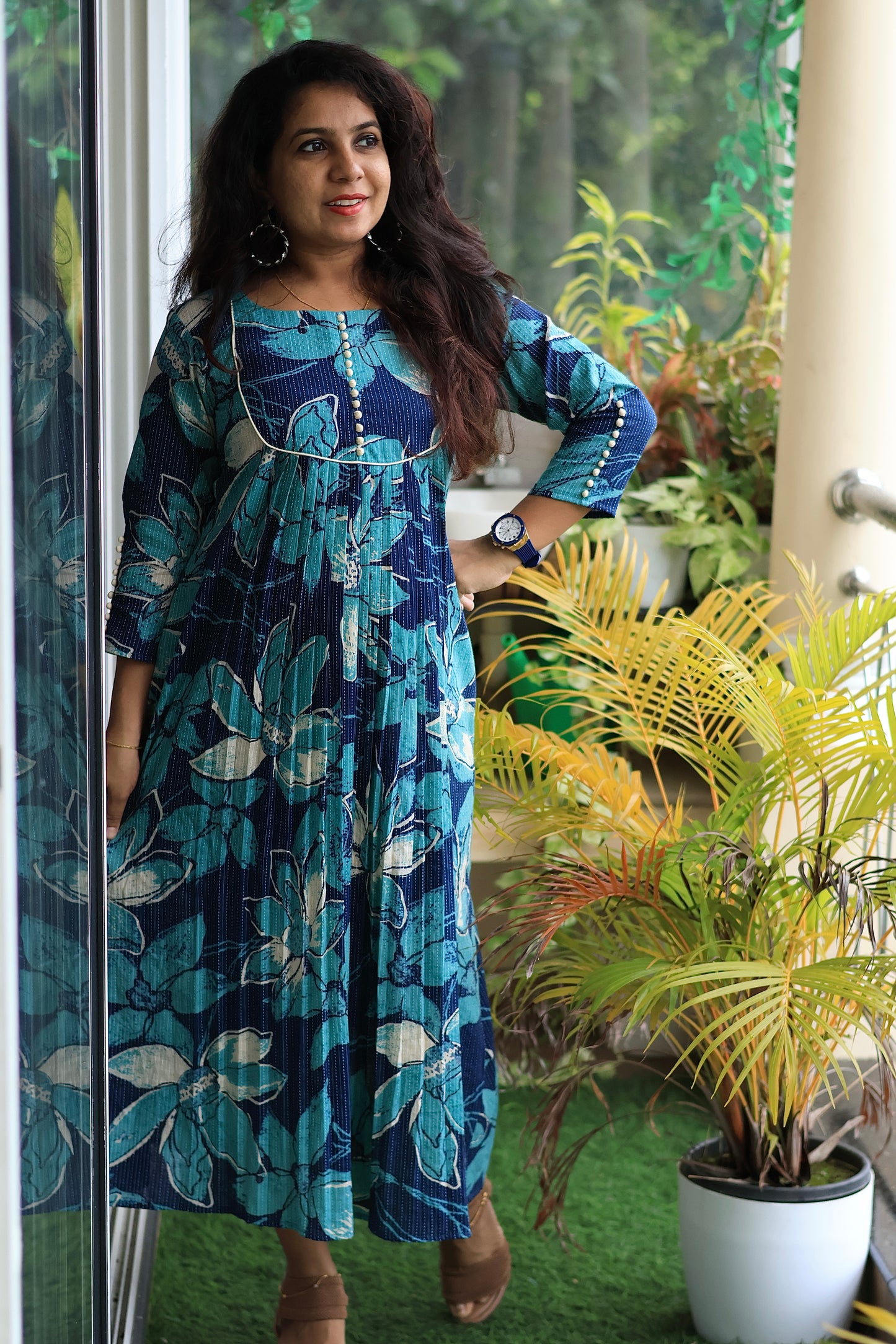 Ocean Bloom Printed Maxi Dress