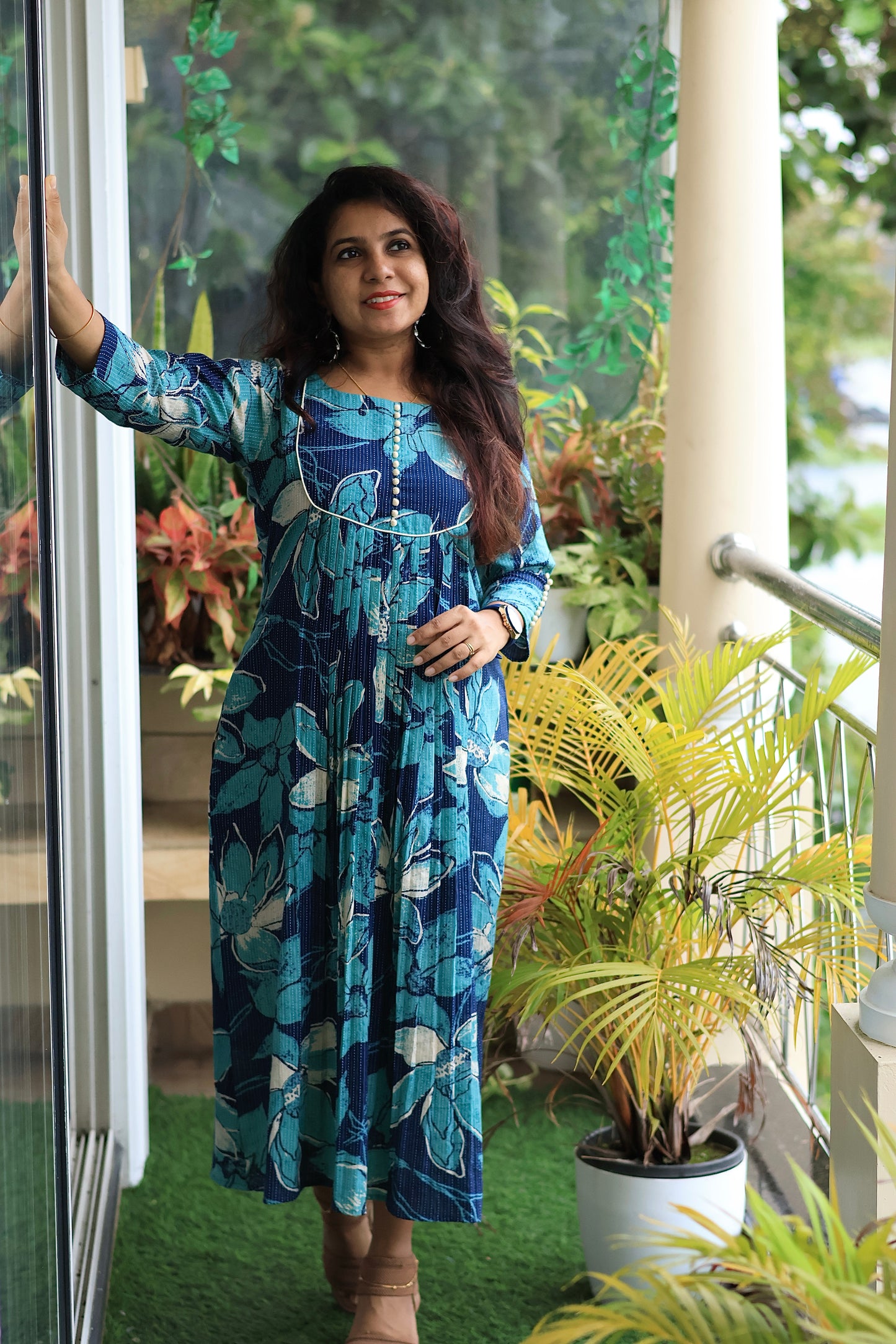 Ocean Bloom Printed Maxi Dress
