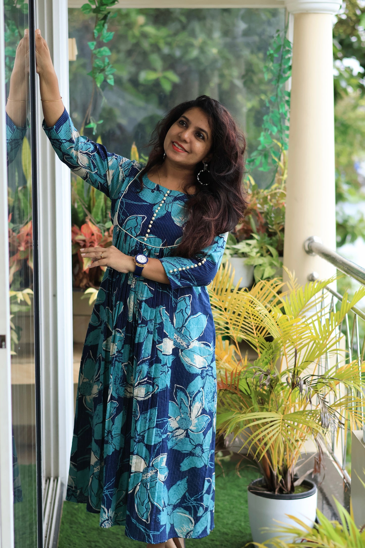Ocean Bloom Printed Maxi Dress
