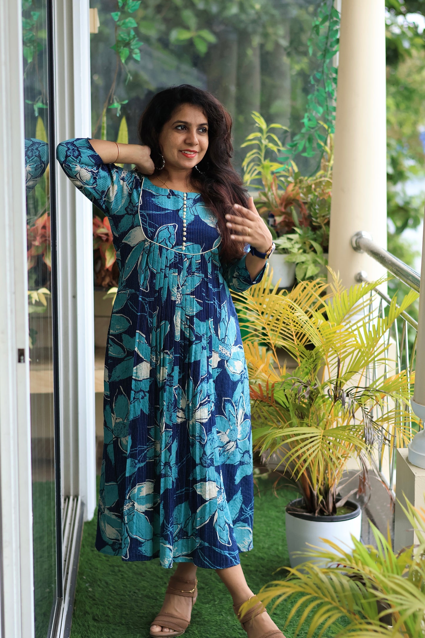 Ocean Bloom Printed Maxi Dress