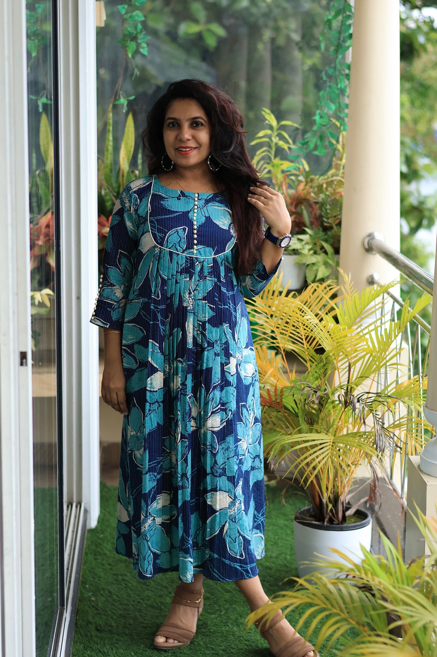 Ocean Bloom Printed Maxi Dress