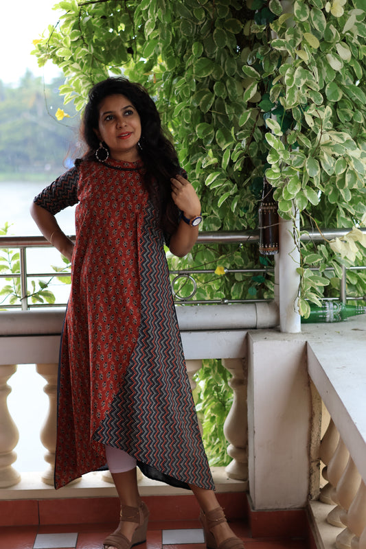 Rust Harmony Asymmetrical Kurti