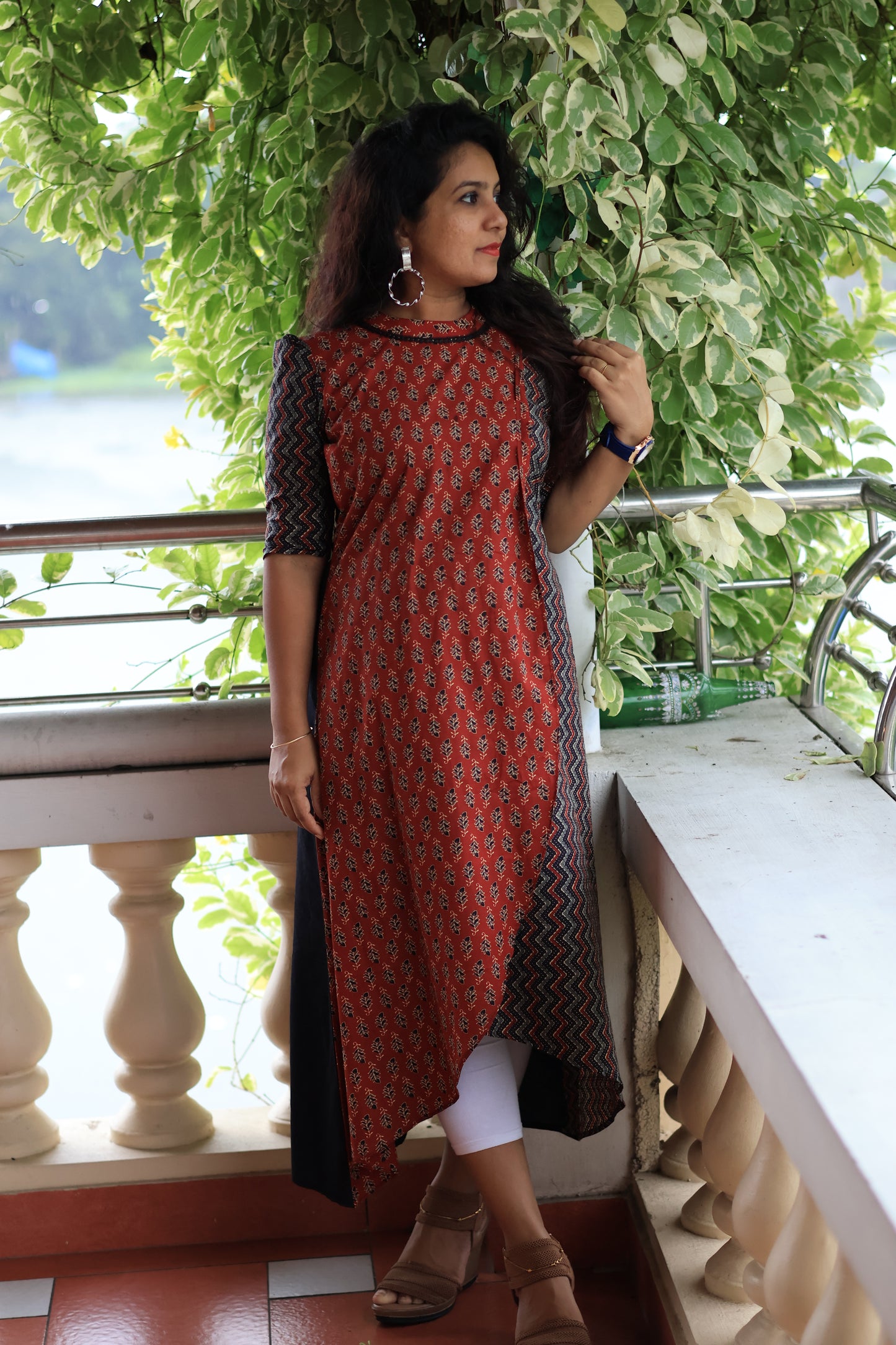 Rust Harmony Asymmetrical Kurti