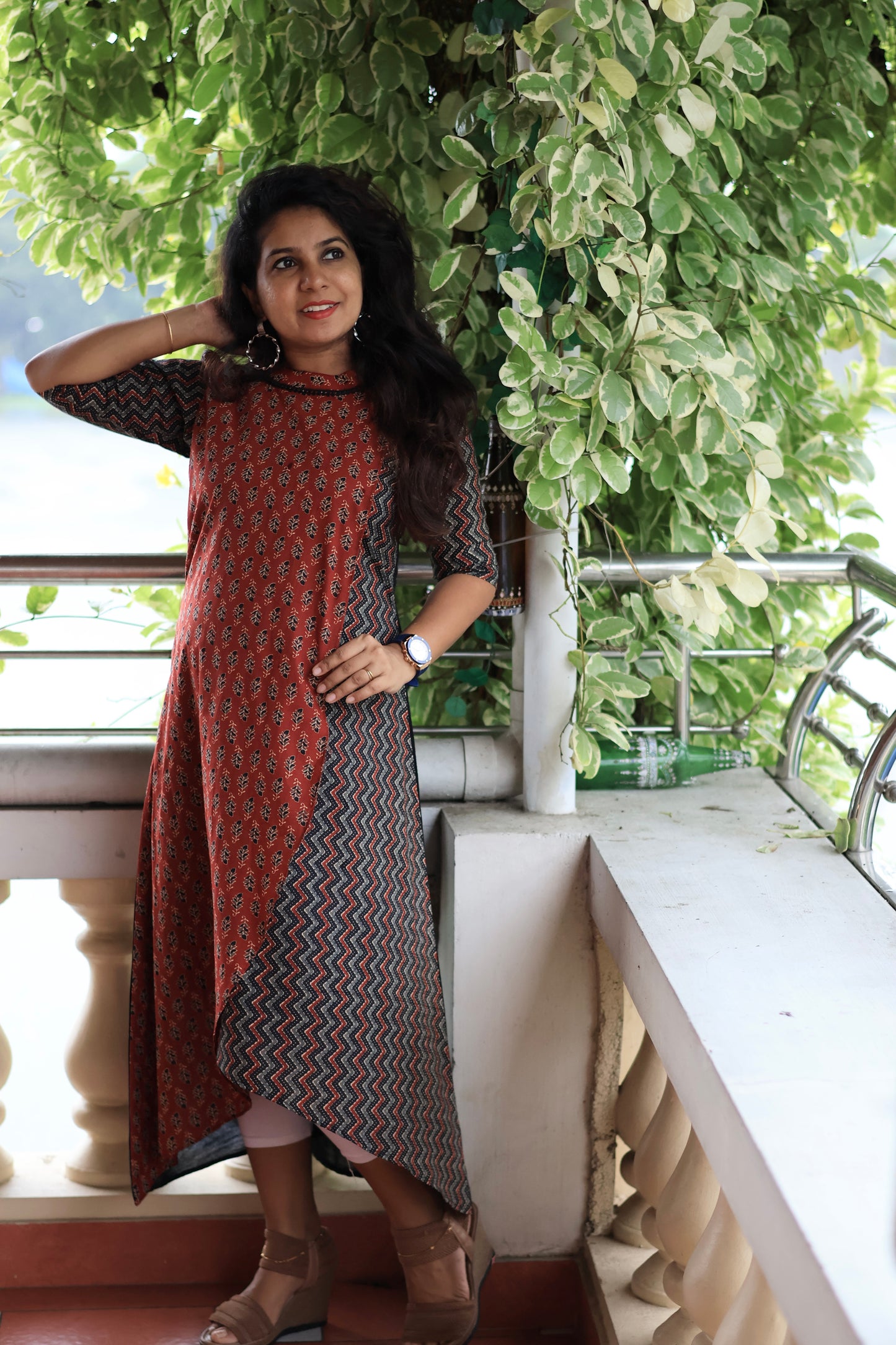 Rust Harmony Asymmetrical Kurti