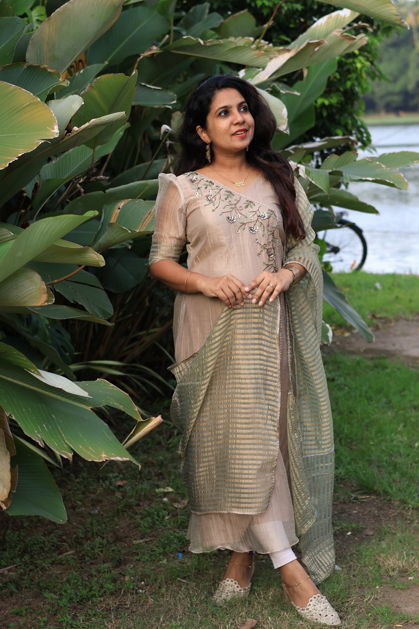 Champagne Bloom Embroidered Suit Set